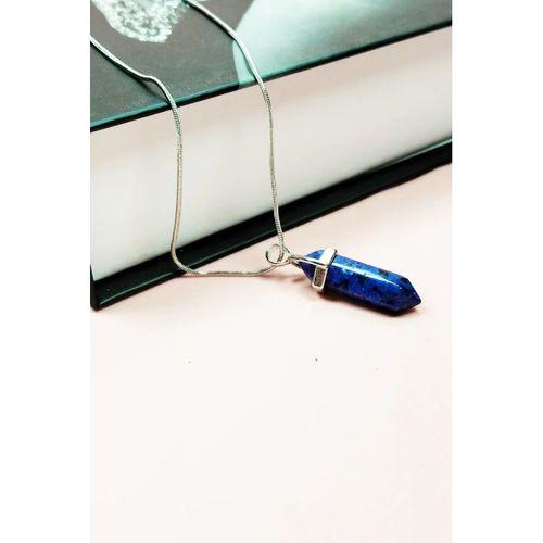 Lapis Lazuli Doğal Taşı Zincirli El Yapımı Tasarımlı Kolye Uç: 3,5 cm Zincir: 20 cm Kutulu