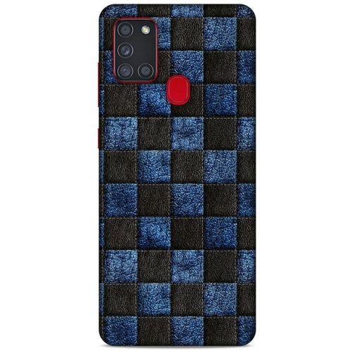 Samsung Galaxy A21s Kılıf Patchwork (9) Kılıf Siyah Mavi
