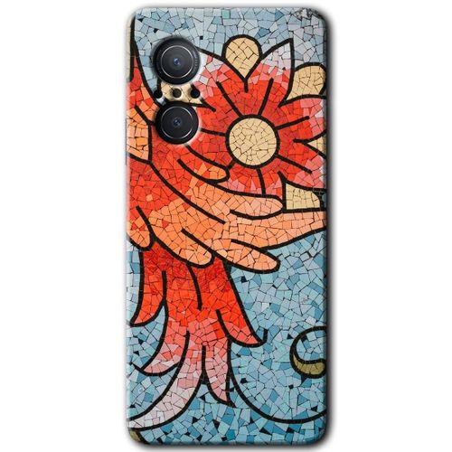 Huawei Nova 9 SE Kılıf HD Desen Baskılı Arka Kapak - Mozaik Çiçek + Kırılmaz Cam