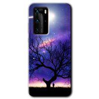 MRCİLETİSİM Huawei P40 Pro Kılıf HD Desen Baskılı Arka Kapak + Temperli Cam - Uzay Silüet