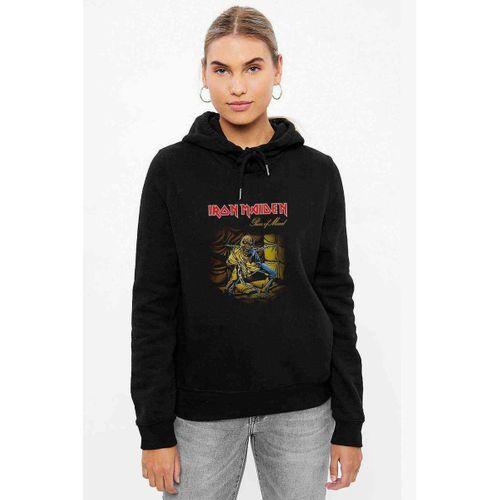 MAIDEN PIECE OF MIND Baskılı Siyah Kadın Kapşonlu Sweashirt