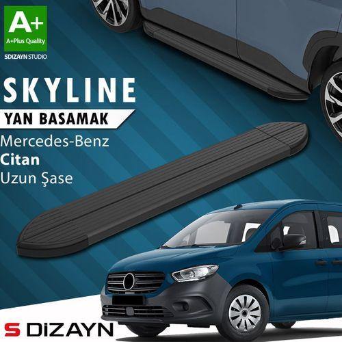 S-Dizayn Mercedes Citan Uzun Şase Skyline Siyah Yan Basamak 223 Cm 2012-2021 A+ Kalite