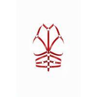 Kırmızı Göğüs Harness Deri Halka Detaylı Vücut Aksesuarı - Brf24