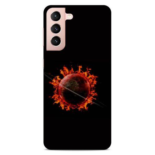 Lopard Samsung Galaxy S21 Uyumlu Kılıf FireX (47) Crystal Flex Kılıf Satürn Ateşi