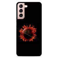 Lopard Samsung Galaxy S21 Uyumlu Kılıf FireX (47) Crystal Flex Kılıf Satürn Ateşi