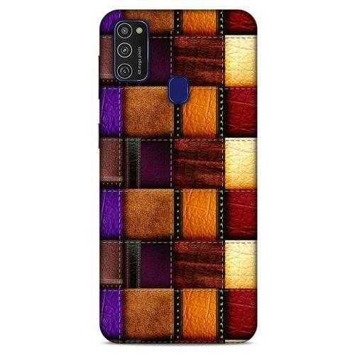 Samsung Galaxy M21 Kılıf Patchwork (44) Tough Armor Kılıf Mor Kahve