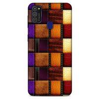 Samsung Galaxy M21 Kılıf Patchwork (44) Tough Armor Kılıf Mor Kahve