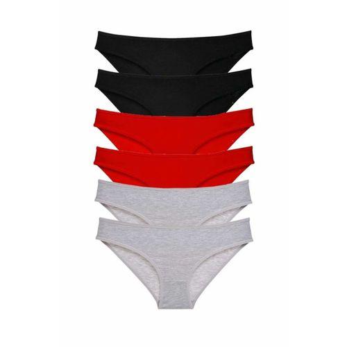 6 adet Süper Eko Set Likralı Kadın Slip Külot Siyah Kırmızı Gri