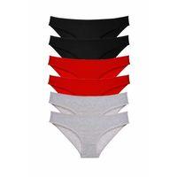 6 adet Süper Eko Set Likralı Kadın Slip Külot Siyah Kırmızı Gri