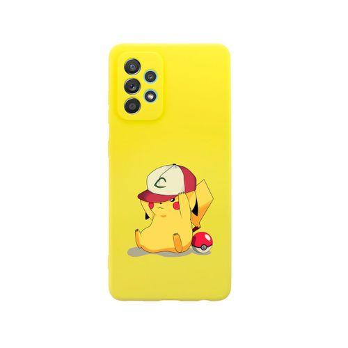 Samsung A72 Pokemon Premium Silikonlu Sarı Telefon Kılıfı