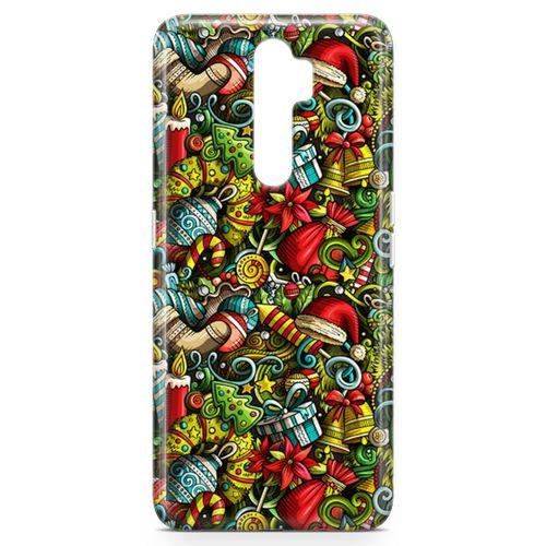 Oppo A9 2020 Kılıf Mery Christmas Doodle Arka Kapak Koruma Desenli Full Koruyucu