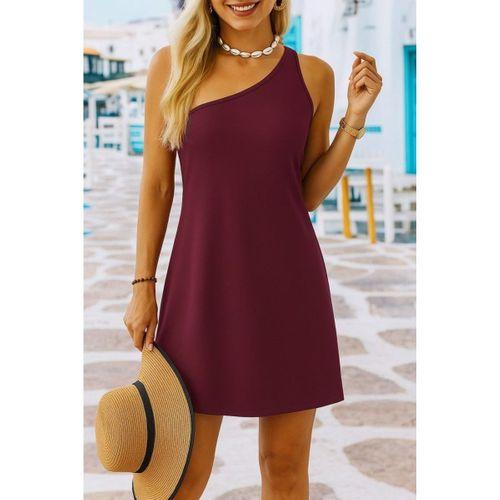 Kadın Tek Omuz Askılı Krep Mini Elbise