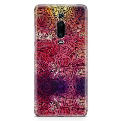 Xiaomi Redmi K20 Kılıf Kırmızı Pembe Motifler Arka Kapak Koruma Desenli Full Koruyucu