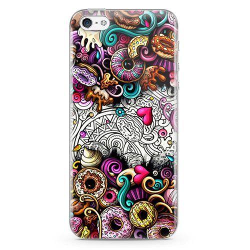 Apple iPhone 5 Kılıf Donut Doodle Arka Kapak Koruma Desenli Full Koruyucu