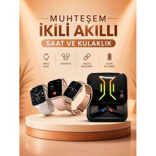 Wireless Şarjlı Akıllı Saat Ve Dijital Göstergeli Kablosuz Bluetooth Kulaklık Nabız Ölçer