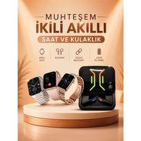 Wireless Şarjlı Akıllı Saat Ve Dijital Göstergeli Kablosuz Bluetooth Kulaklık Nabız Ölçer