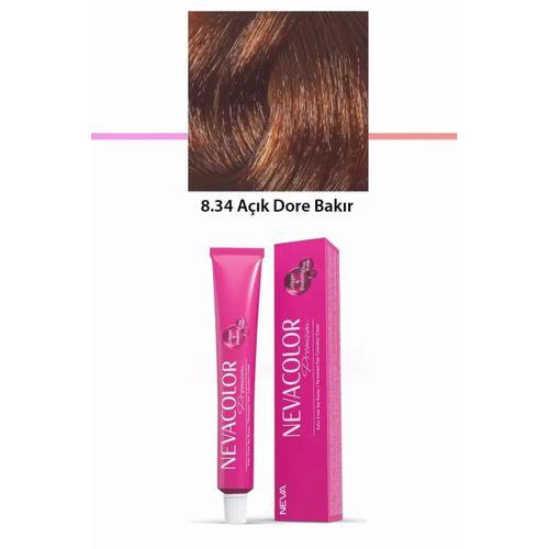 Premium 8.34 Açık Dore Bakır - Kalıcı Krem Saç Boyası 50 g Tüp