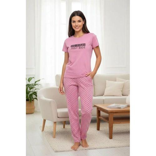 Özel Tasarım Kısa Kol Kadın Penye Pijama Takımı Somon