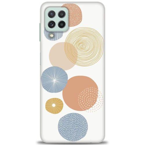 Samsung Galaxy M22 Kılıf HD Baskılı Kılıf - Mavi Daireler + Tam Ekran Koruyucu