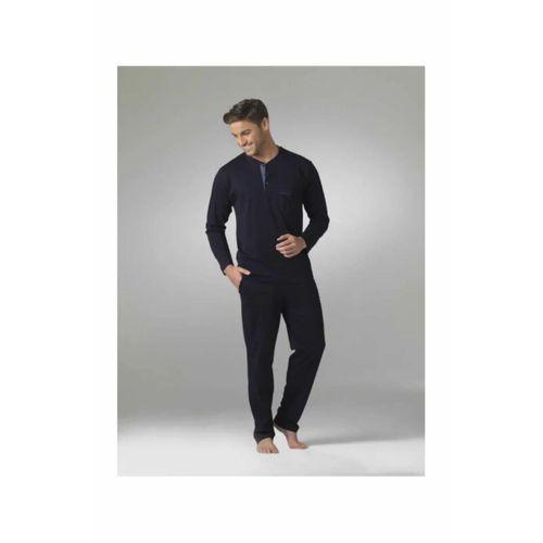 Erkek Uzun Kol Çeyiz Lacivert Pijama Takım 5454
