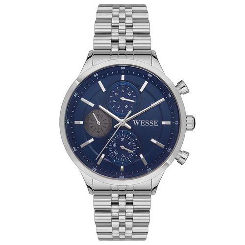 Wesse WWG207402 Quartz Çelik Gri Mavi Kadran 43 mm Erkek Kol Saati