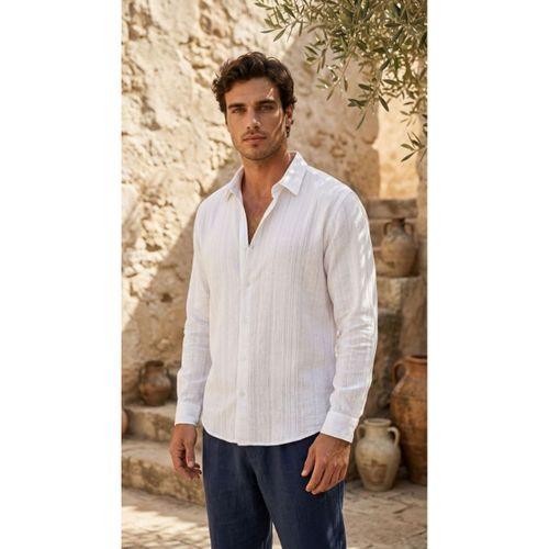 Erkek Armürlü Yarım Oversize Müslin Gömlek