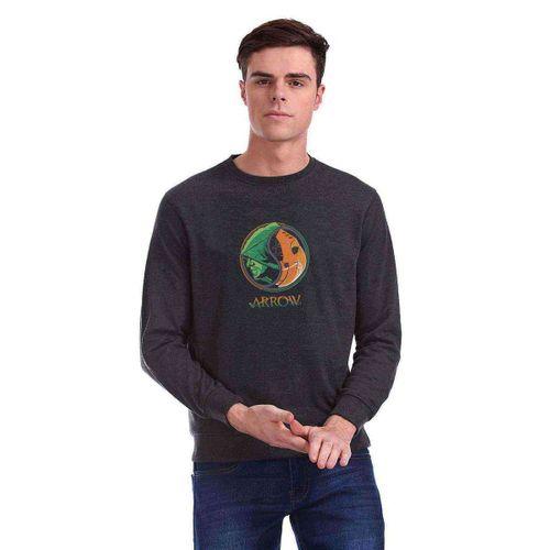 Arrow Baskılı Füme Antrasit Erkek Sweatshirt