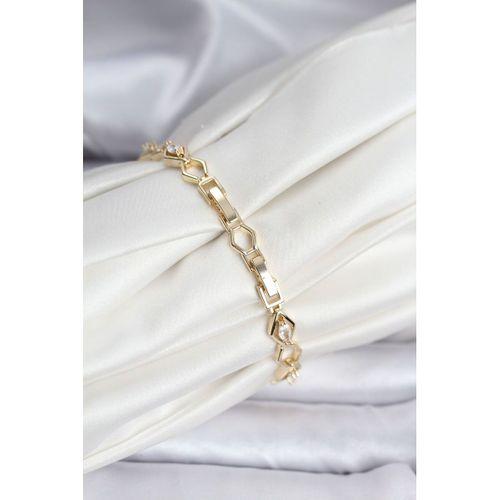 14K Gold Renk Kaplama Baklava Dilim Model Kadın Bileklik