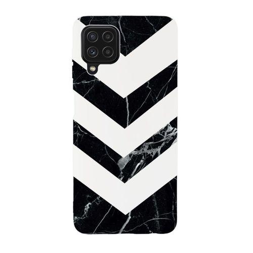 Galaxy M22 Uyumlu Mermer Üçgen Desenli Premium Silikonlu Lansman Telefon Kılıfı