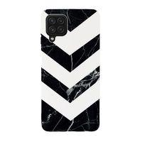 Galaxy M22 Uyumlu Mermer Üçgen Desenli Premium Silikonlu Lansman Telefon Kılıfı