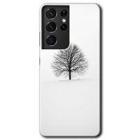 MRCİLETİSİM Samsung Galaxy S21 Ultra Kılıf HD Desen Baskılı Arka Kapak + Temperli Cam - Alone Tree