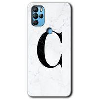 Omix X300 Kılıf HD Desen Baskılı Arka Kapak - Beyaz Mermer Desenli C Harfi
