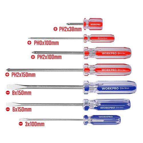 WORKPRO WP200533 7 Parça CR-V Manyetik Profesyonel Tornavida Seti