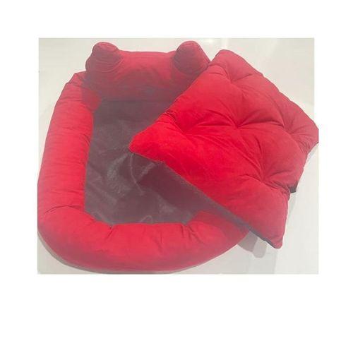 Süslüpati Kullanışlı Yıkanabilir Kumaş Silikon Elyaf Dolgulu Kedi Köpek Yatağı Kırmızı 52x56Cm