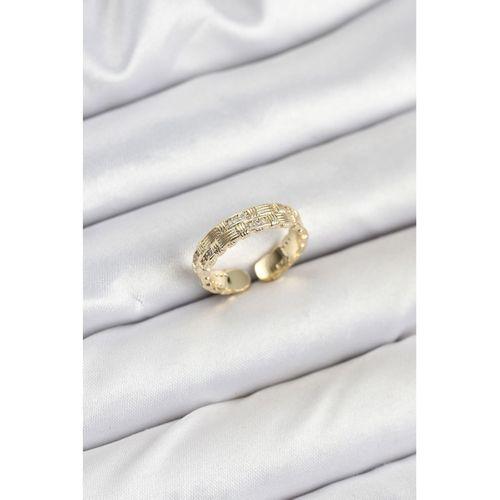 Pirinç Gold Renk Zirkon Taşlı Sırım Kadın Yüzük