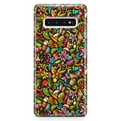 Samsung Galaxy S10 Plus Kılıf Happy Doodle Arka Kapak Koruma Desenli Full Koruyucu