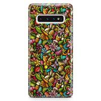 Samsung Galaxy S10 Plus Kılıf Happy Doodle Arka Kapak Koruma Desenli Full Koruyucu