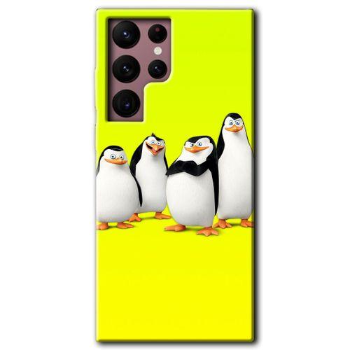 MRCİLETİSİM Samsung Galaxy S22 Ultra Kılıf HD Desen Baskılı Arka Kapak + Temperli Cam - Penguenler