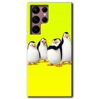 MRCİLETİSİM Samsung Galaxy S22 Ultra Kılıf HD Desen Baskılı Arka Kapak + Temperli Cam - Penguenler