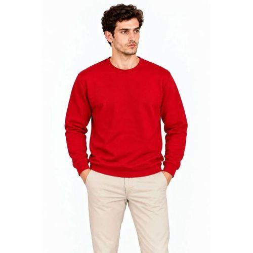 Erkek Bisiklet Yaka İçi Şardonlu 2 İplik Düz Uzun Kollu Regular Fit Sweatshirt - Kırmızı
