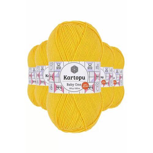 5 Adet Baby One Tüylenmeyen El Örgü İpi Yünü Sarı K154