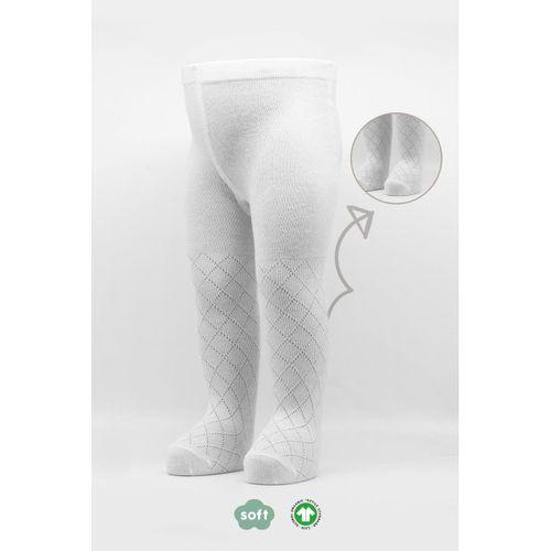 Bistyle Bistyle Tekli Ekose Kabartma Penye Külotlu Çorap BS50105 Beyaz