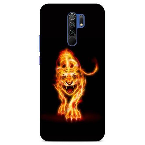 Lopard Xiaomi Redmi 9 Uyumlu Kılıf FireX (27) Tasarımlı Kılıf Ateşten Kaplan