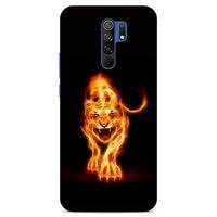 Lopard Xiaomi Redmi 9 Uyumlu Kılıf FireX (27) Tasarımlı Kılıf Ateşten Kaplan