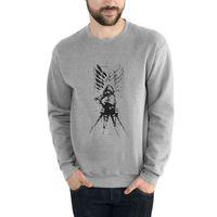 Anime Attack On Titan Baskılı Gri Erkek Sweatshirt