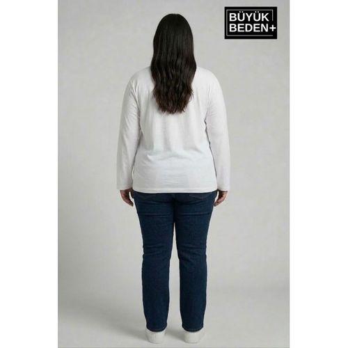 Kadın Büyük Beden 2 li Set Uzun Kollu 2 İplik Bisiklet Yaka Tişört SPR26BEA942+2