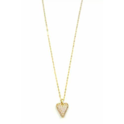 Taşlı Kalp Kolye - Altın
