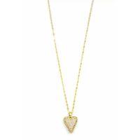 Taşlı Kalp Kolye - Altın
