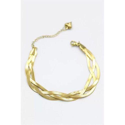 Örgü İtalyan Zincir Bileklik - Altın