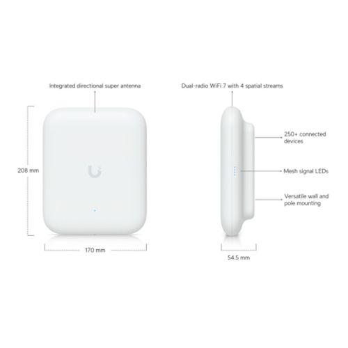 UBIQUITI UAP-U7-PRO-Outdoor, UniFi, Triple Band, 5765Mbps, Wifi6, Tavan Tipi, Access Point (Poe Adaptör Çıkmaz)
